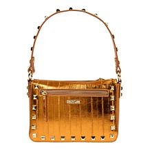"As Is" Sharif Legacy Eel Skin Leather Rocketed Top Zip Crossbody