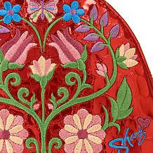 "As Is" Sharif Legacy Floral Embossed Quilted Leather Wristlet