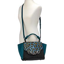 "As Is" Sharif Legacy Haircalf and Epi Leather Engraved Leaf Satchel