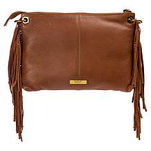 "As Is" Sharif Legacy Leather Fringe Top Zipper Mini Hobo Crossbody