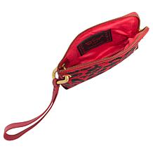 "As Is" Sharif Legacy Lush Hair Calf Exotic Print Wristlet Clutch