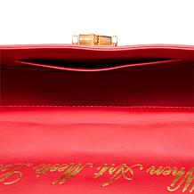 "As Is" Sharif Legacy Ostrich Lambskin Leather Bamboo Handle Satchel