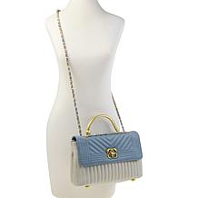 "As Is" Sharif Legacy Serpent Handle Quilted Leather Crossbody 