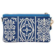 "As Is" Sharif Sicily Tile Embroidered Wristlet Clutch