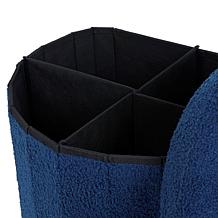 "As Is" South Street Loft Faux Teddy Fur Half-Moon Storage Ottoman 