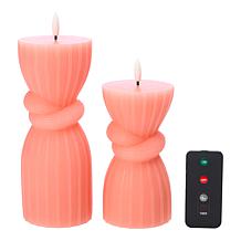"As Is" South Street Loft Set of 2 Wax Flameless Knot LED Candles 
