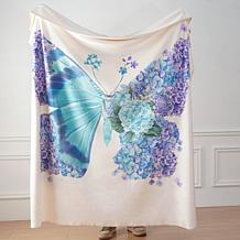 "As Is" SouthStreet Loft Floral Garden Butterfly Printed Throw