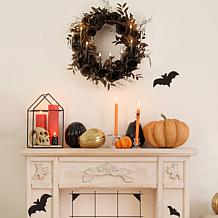"As Is" Spooky Lane Black Rose Wreath with Candles