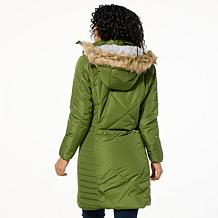 "As Is" Sporto® Daisy Water-Resistant Quilted Long Coat with Remova...