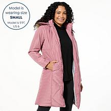 "As Is" Sporto® Daisy Water-Resistant Quilted Long Coat with Remova...