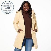 "As Is" Sporto® Daisy Water-Resistant Quilted Long Coat with Remova...