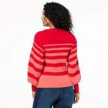 "As Is" Tower Hill by Christie Brinkley Striped Batwing-Sleeve Sweater
