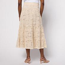"As Is" TowerHill by Christie Brinkley Tiered Crocheted Skirt
