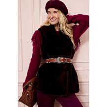 "As Is" TWRHLL by Christie Brinkley Belted Faux Fur Vest