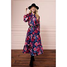 "As Is" TWRHLL by Christie Brinkley Crinkle Chiffon Tiered Maxi Dress