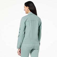 "As Is" TWRHLL by Christie Brinkley Eyelet Embroidered Denim Jacket