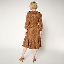 "As Is" TWRHLL by Christie Brinkley Floral Jacquard Midi Dress