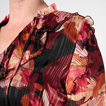 "As Is" TWRHLL by Christie Brinkley Ruffled Chiffon Midi Dress