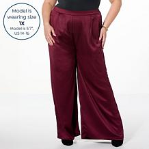 "As Is" TWRHLL by Christie Brinkley Soft Satin Pleated Pant