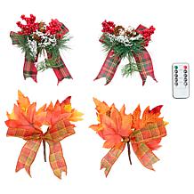 "As Is" Unmatched 2-piece Set Flameless Lanterns with Holiday Bows