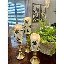 "As Is" Unmatched 3D Flame Holly Candles - Set of 3