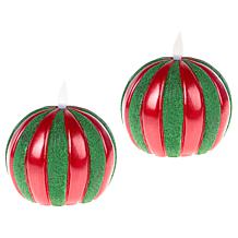 "As Is" Unmatched Round Ornament Flameless Candle - Set of 2