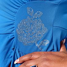 "As Is" Vivica A. Fox Collection Long-Sleeve Notched Collar Peplum Top