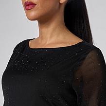 "As Is" Vivica A. Fox Collection Rhinestone Mesh Knit Shirt