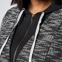 "As Is" Vivica A. Fox Collection Scuba Knit Boucle Jacket with Hood