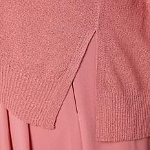 "As Is" WynneCollection 3/4-Sleeve V-Neck Baby Boucle Sweater