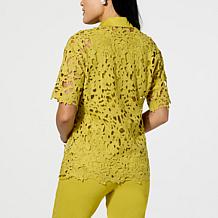 "As Is" WynneCollection Abstract Floral Lace Top
