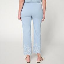 "As Is" WynneCollection FlatterFIT Embroidered Scallop Hem Ankle Pant