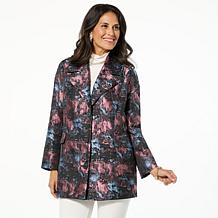 "As Is" WynneCollection Floral Jacquard Peacoat