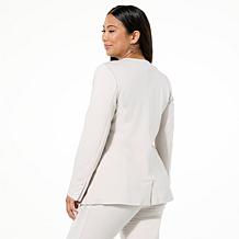 "As Is" WynneCollection Lace-Up Detail Knit Tuxedo Blazer