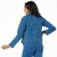 "As Is" WynneCollection Refined Denim Moto Jacket