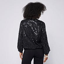 "As Is" WynneCollection Sequined Bomber Jacket