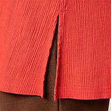 "As Is" WynneCollection Textured Crinkle Button-Down Shirt