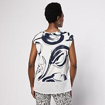 "As Is" WynneLayers Chiffon and Jersey Crew-Neck Tee
