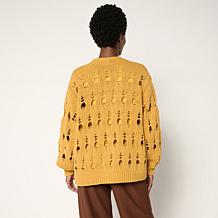 "As Is" WynneLayers Cotton Blend Open Stitch Cardigan