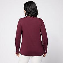 "As Is" WynneLayers Crew-Neck Curved Hem Top