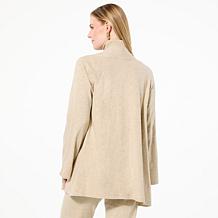 "As Is" WynneLayers Kiss of Cashmere Side Drape Open Front Cardigan