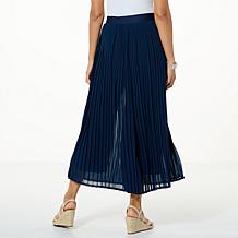 "As Is" WynneLayers Pull-On Pleated Pant with Chiffon Overlay