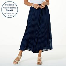 "As Is" WynneLayers Pull-On Pleated Pant with Chiffon Overlay