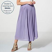 "As Is" WynneLayers Pull-On Pleated Pant with Chiffon Overlay