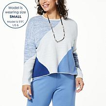 "As Is"WynneCollection SoftKNIT Geometric Pattern Unstructured Sweater