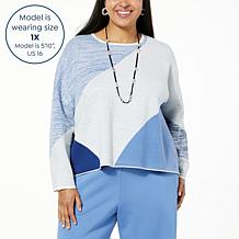 "As Is"WynneCollection SoftKNIT Geometric Pattern Unstructured Sweater