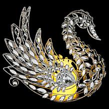 august & leo 9" Jeweled Glitter Swan Décor with Flameless Candle