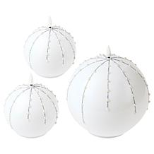 august & leo Oversized Pearl Ball Flameless Candles Set of 3