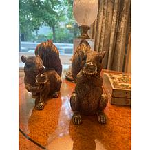 august & leo Set of 2 Jeweled Squirrel Statues