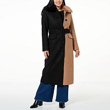 Badgley Mischka Military Style Colorblock Coat